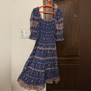 Sea New York Blue and White Ruffled Tiered maxi dress